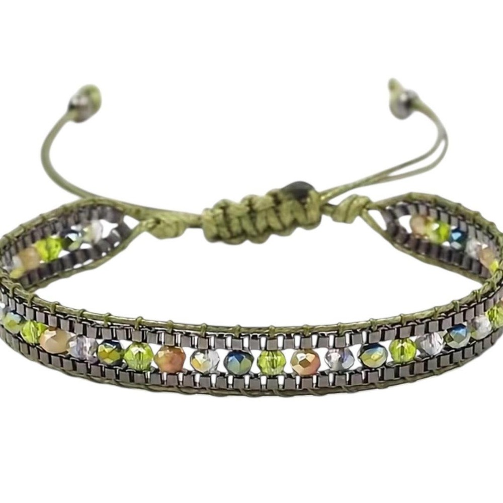 Pretty Bohemian Bead Woven Bracelet - adjustable